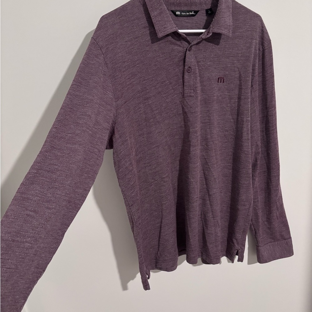 Travis Mathew Long Sleeve Polo | Plum Heather | L